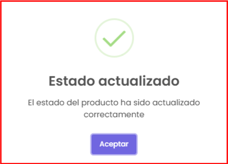 Estado actualizado del producto