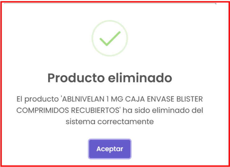 Producto eliminado