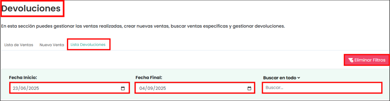 Lista de devoluciones
