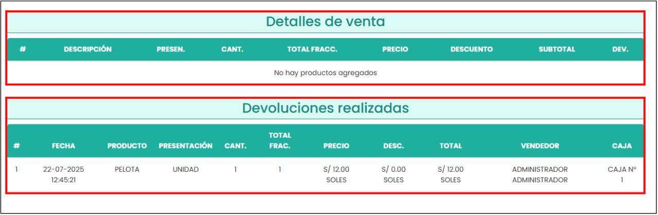 Lista de devoluciones
